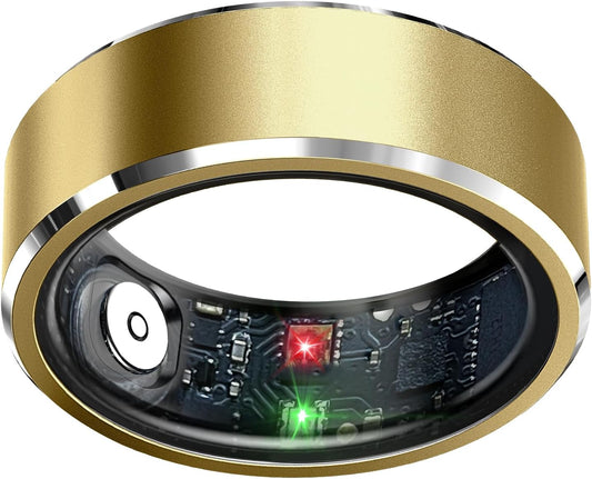 Smart Ring Health Tracker: Advanced Sleep and Activity Monitoring with Heart Rate, Waterproof Design, and Air Gesture Control in Light Gold (#12)